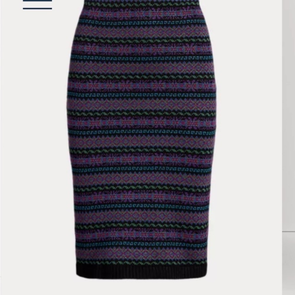 Ralph Lauren Black Label Fair Isle Cotton-Blend Pencil Skirt Woman’s Siz…